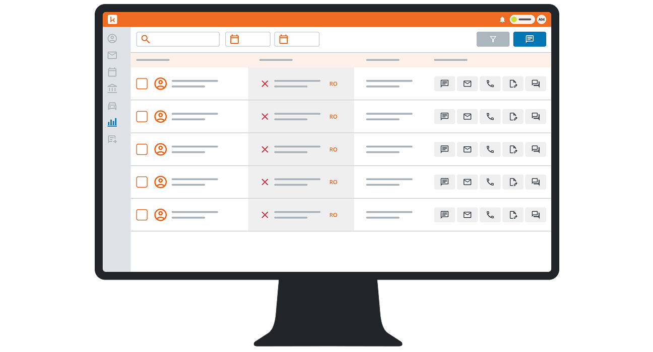 Diagram of a computer screen with examples of the user interface for declined services