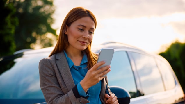 Customer looking at smartphone